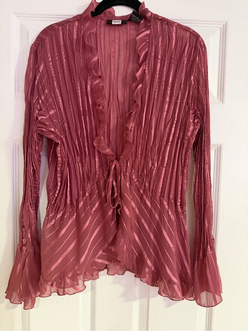 Studio Dusty Rose Ruffled PlissƩ Blouse